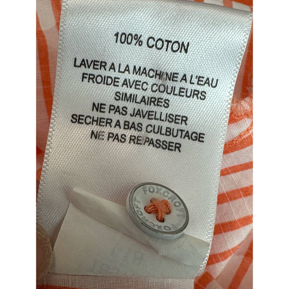 Foxcroft orange white striped polka dots 3/4 sleeves button shaped shirt size 8 - Picture 6 of 11